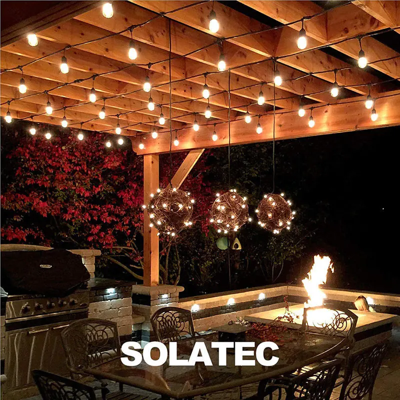 New Outdoor Solar Waterproof Garden Lights Decoration Vintage Edison Bulbs String Lights