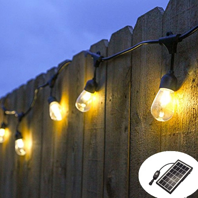 48FT S14 Solar Outdoor in Holiday Lighting Garden Powered String Lights with Bulbs LED Edison