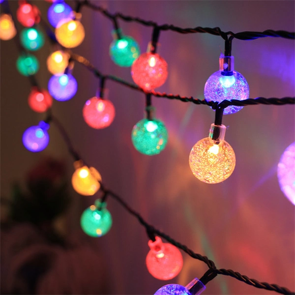 New Outdoor Waterproof LED Colourful Decorative Bubble Ball Fairy Christmas Xms Solar Powered String Lights for Garden Holiday Decoration