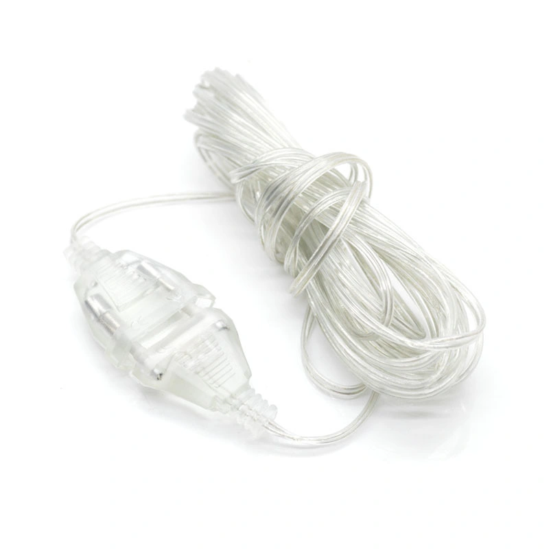 3m European Plug Transparent Extension PVC Power Cord Cable for Christmas Holiday Decor LED String Lights